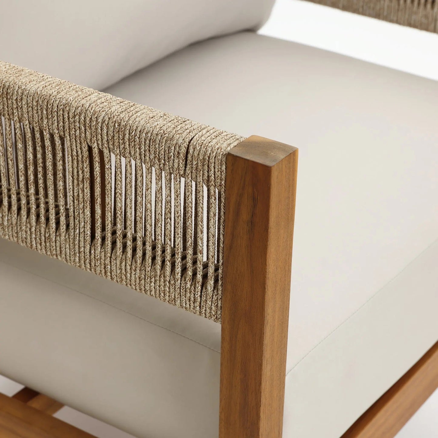 RetailsSup 4-Piece Outdoor Conversation Set – Acacia Wood, Loveseat, 2 Armchairs, Coffee Table