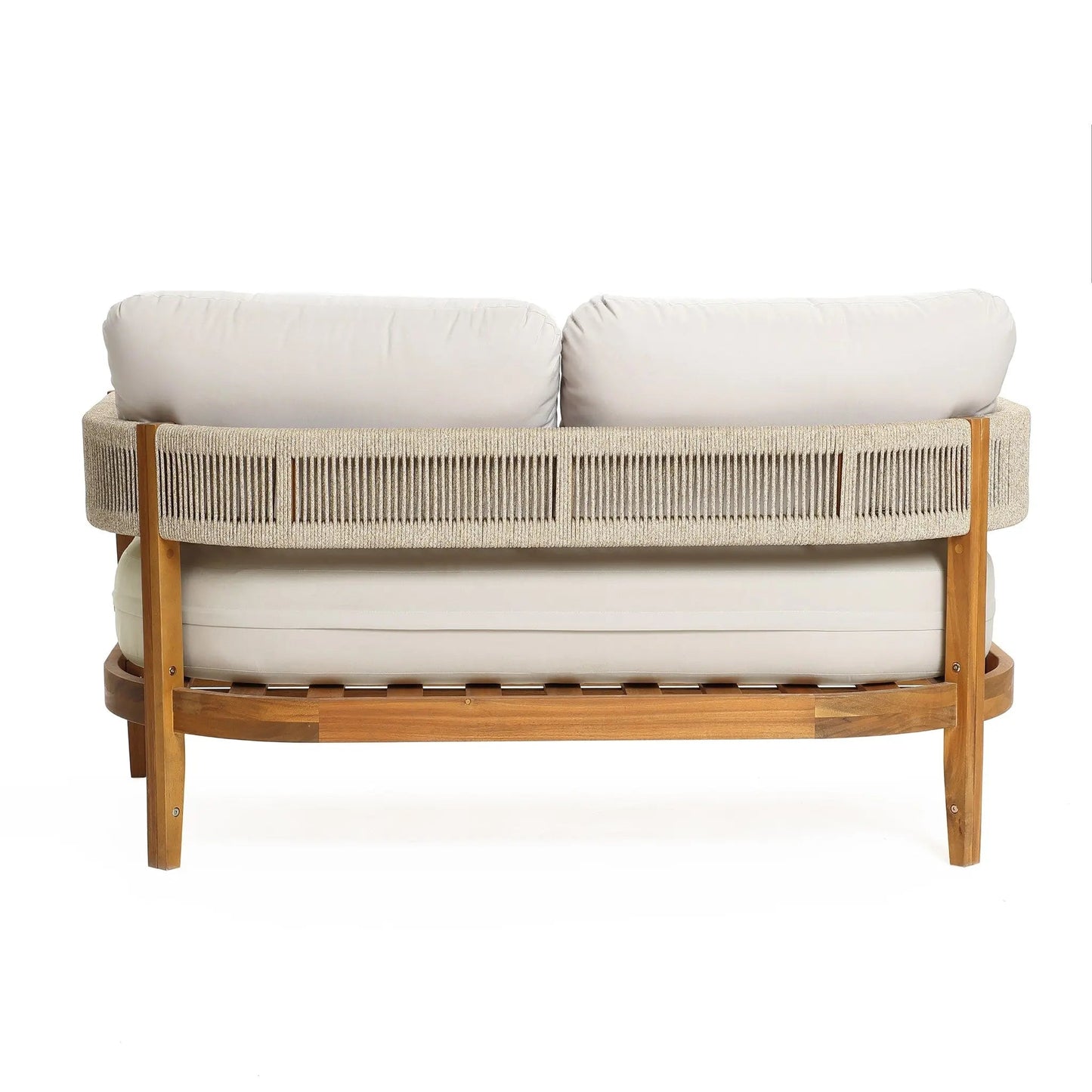 RetailsSup 4-Piece Outdoor Conversation Set – Acacia Wood, Loveseat, 2 Armchairs, Coffee Table