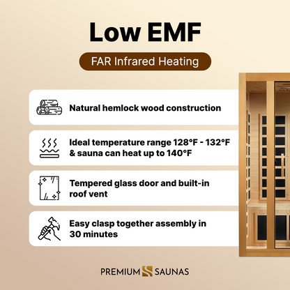 Retails- Dynamic "Gracia" 1-2-person Low EMF FAR Infrared Sauna DYN-6119-01