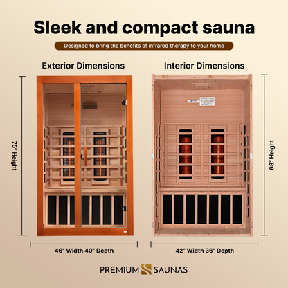 Retails- Dynamic "Santiago" 2-person Full Spectrum Near Zero EMF FAR Infrared Sauna DYN-6209-03 FS