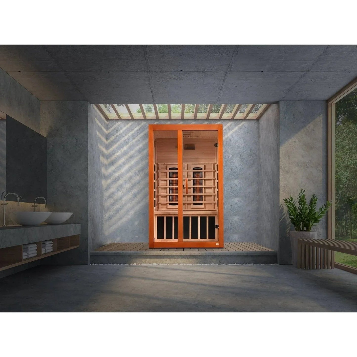 Retails- Dynamic "Santiago" 2-person Full Spectrum Near Zero EMF FAR Infrared Sauna DYN-6209-03 FS