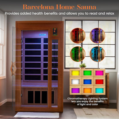 Retails- Dynamic Barcelona Elite 1-2-person Ultra Low EMF FAR Infrared Sauna - DYN-6106-01 Elite