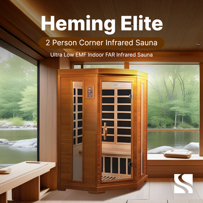 Retails- Dynamic Heming Elite 2-person Corner Ultra Low EMF FAR Infrared Sauna - DYN-6225-02 Elite