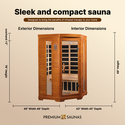 Retails- Dynamic Heming Elite 2-person Corner Ultra Low EMF FAR Infrared Sauna - DYN-6225-02 Elite