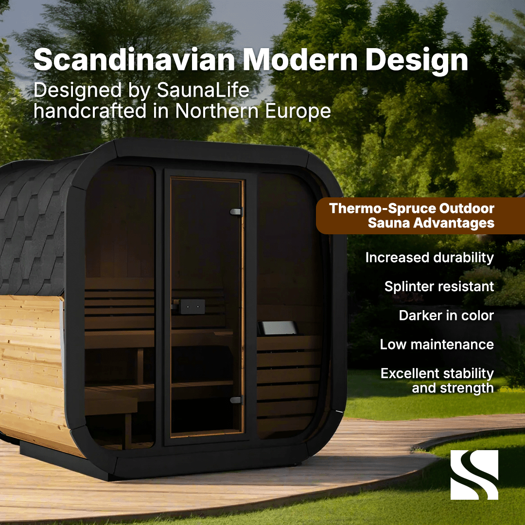 Retails- SaunaLife Model CL5G 4 Person Cube Series Outdoor Sauna Kit