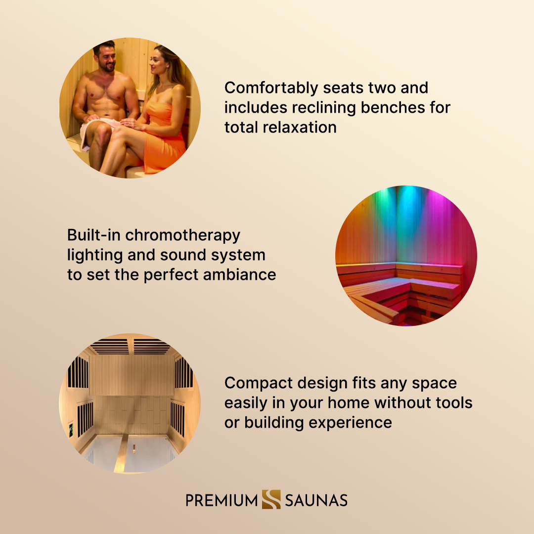Retails- Dynamic Santiago Elite 2-person Ultra Low EMF FAR Infrared Sauna - DYN-6209-02 Elite