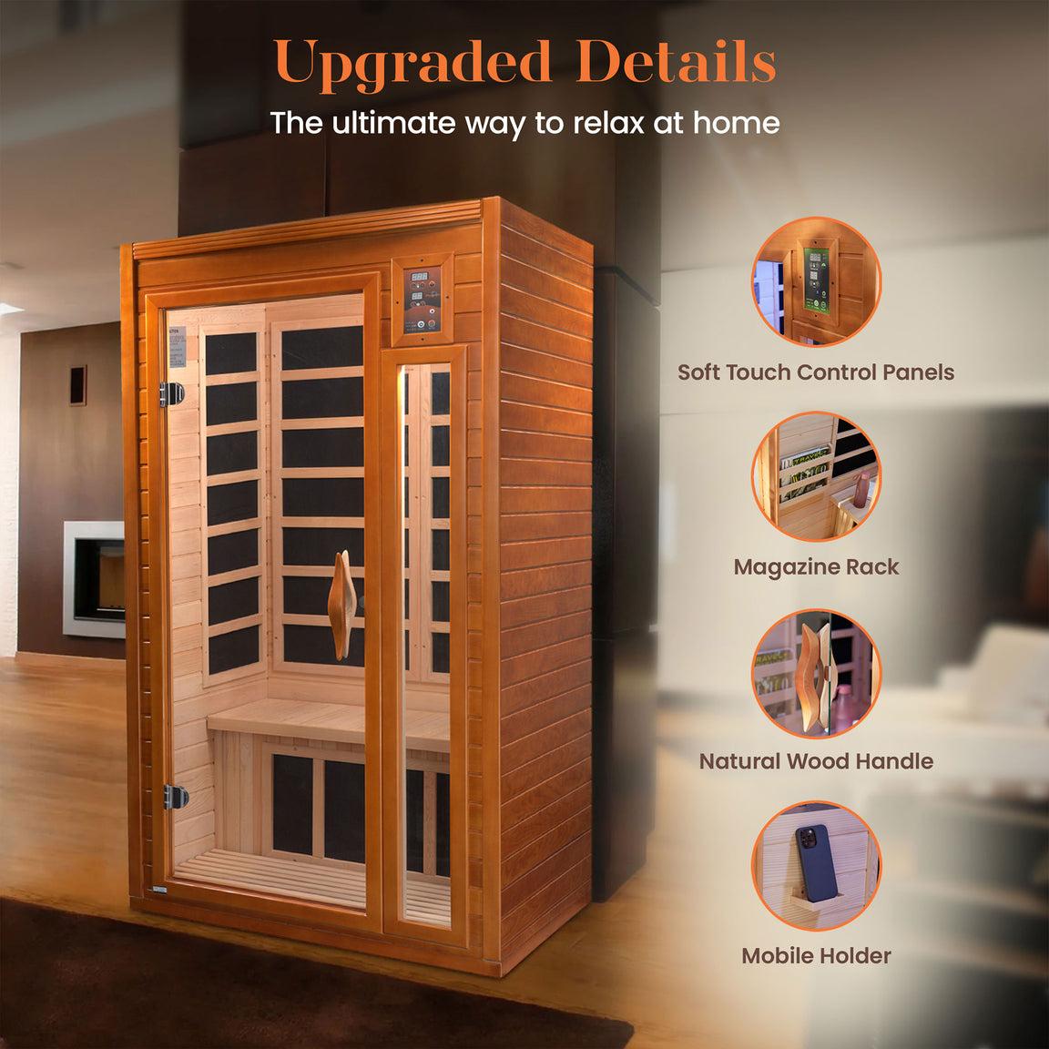 Retails- Dynamic "Barcelona" 1-2-person Low EMF FAR Infrared Sauna DYN-6106-01