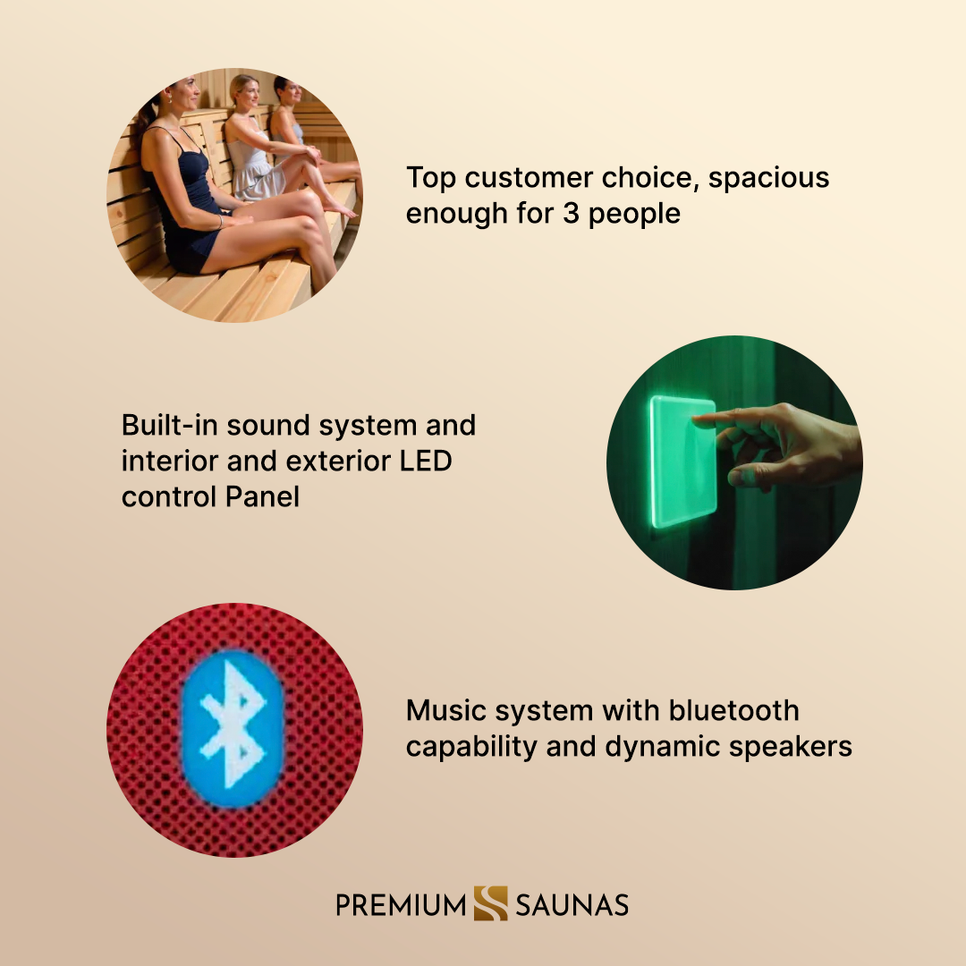 Retails- Dynamic "Bellagio" 3-person Low EMF FAR Infrared Sauna - DYN-6306-02